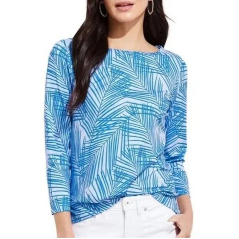 Vineyard Vines | Sankaty Blue Palm UPF Boatneck Top
